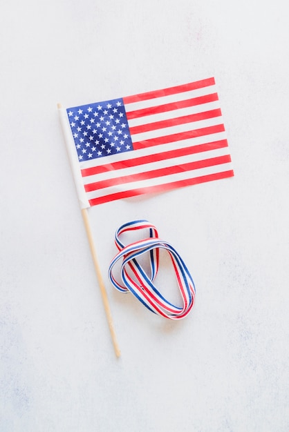 Free photo american flag and national colors ribbon