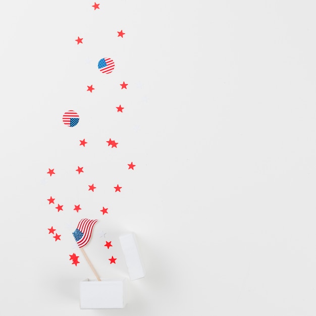 Free photo american flag and red stars on white surface