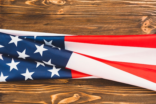 American flag on wooden background