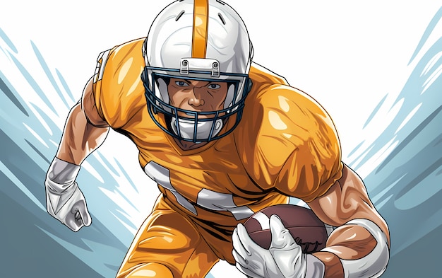 American football character with equipment