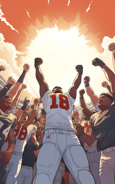 American football character with equipment