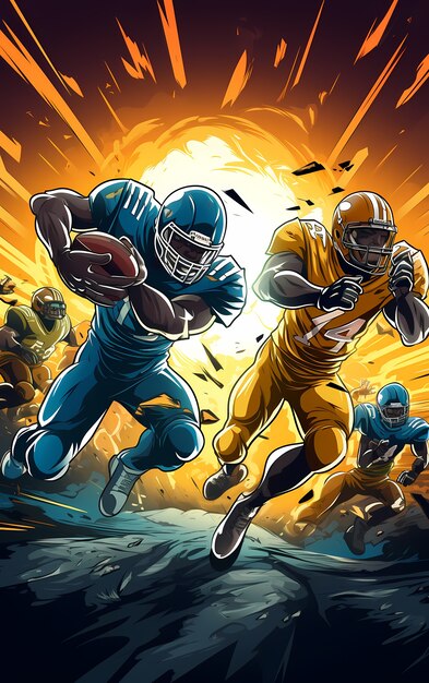 American football character with equipment