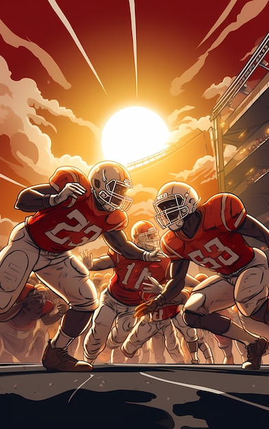 American football character with equipment