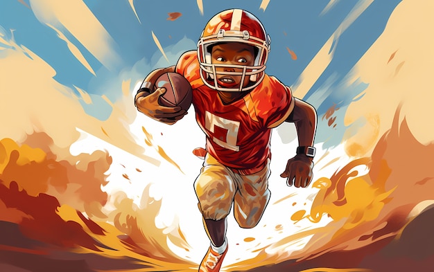 American football character with equipment