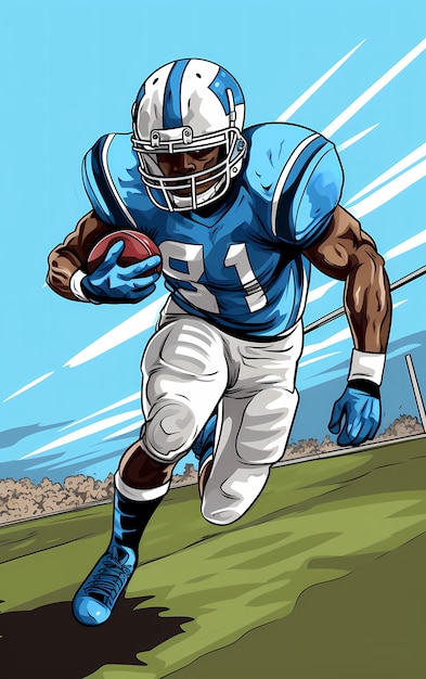 American football character with equipment