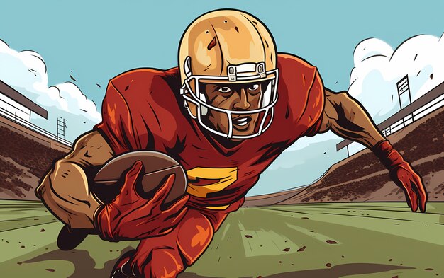 American football character with equipment