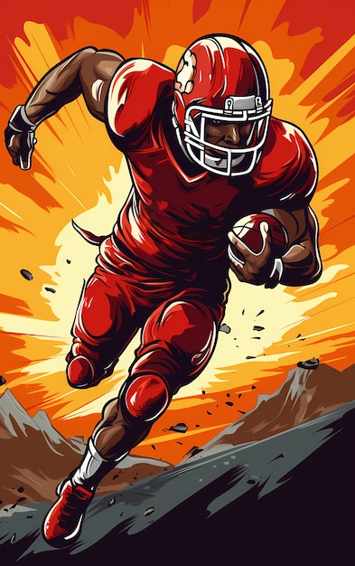 American football character with equipment