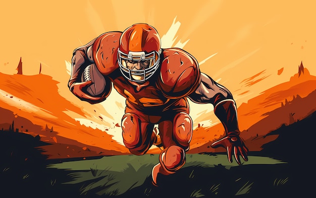 American football character with equipment
