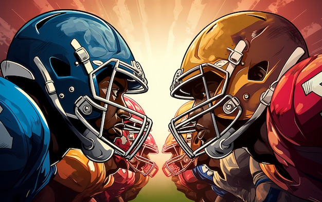 American football character with equipment