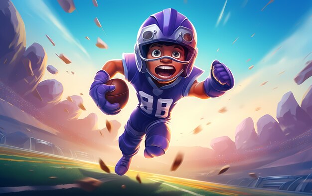 American football character with equipment