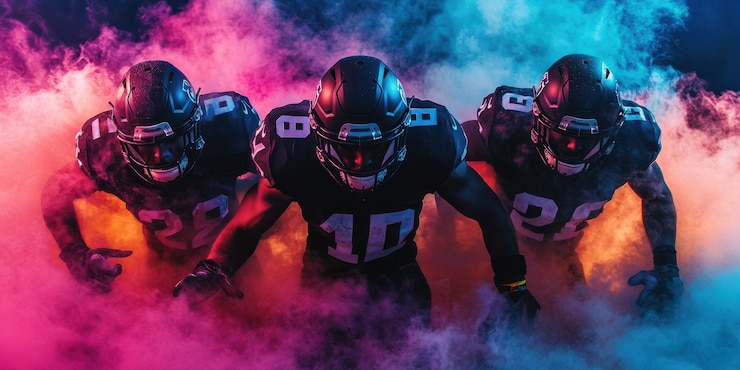 Free Photo american football player neon style