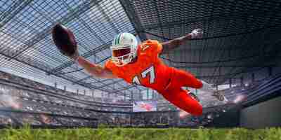 Foto gratuita giocatore di football americano nello stadio professionale