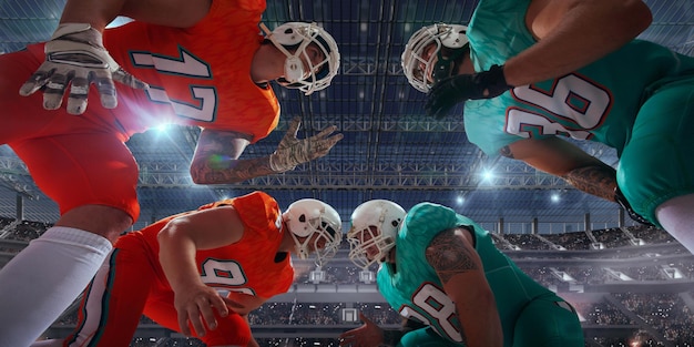 American football player in professional stadium