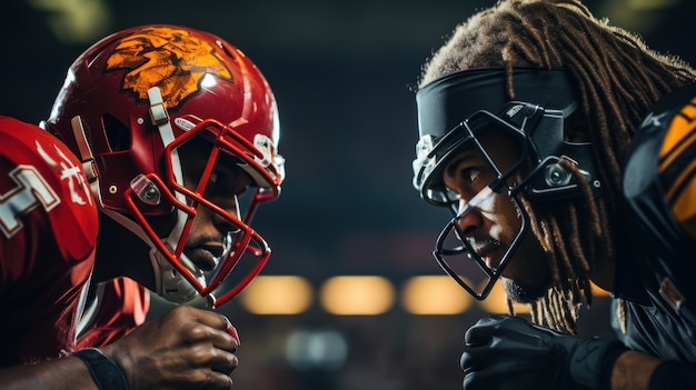 Foto gratuita giocatori di football americano che indossano attrezzature