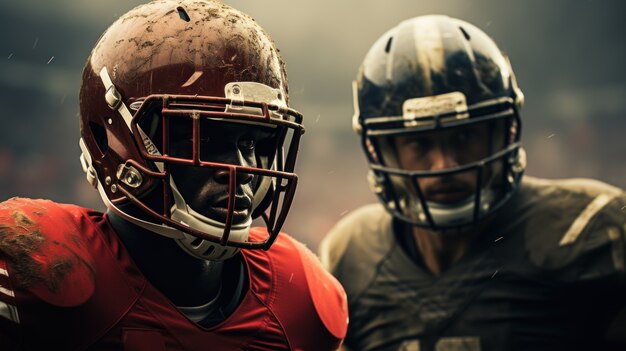 american football players wearing equipment