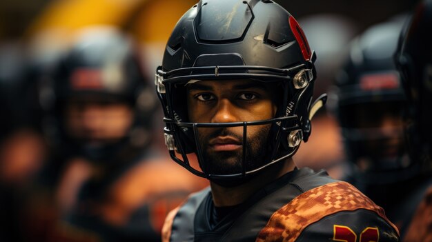 american football players wearing equipment