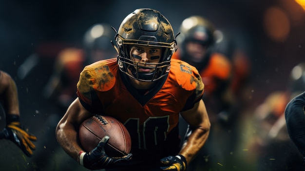 American football players wearing equipment