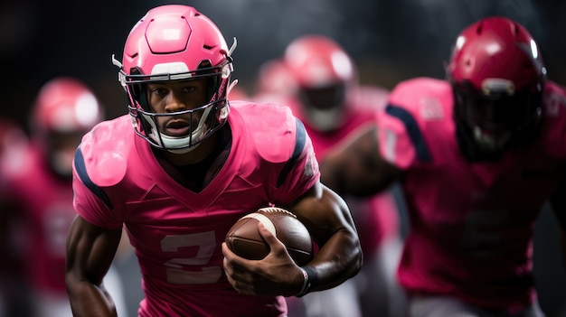 American football players wearing equipment