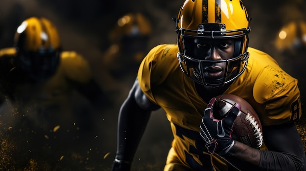 american football players wearing equipment