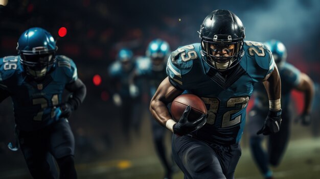 american football players wearing equipment