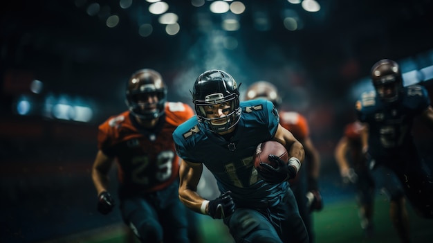 american football players wearing equipment