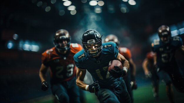 american football players wearing equipment