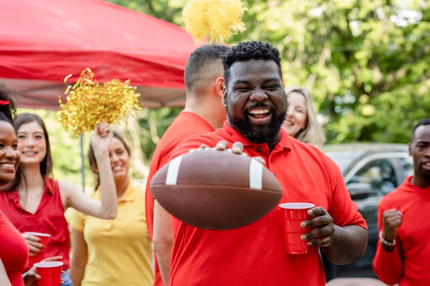 American Football Supporter At A Tailgate Event