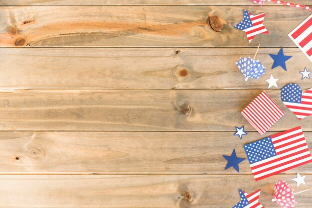 American symbols on wooden surface