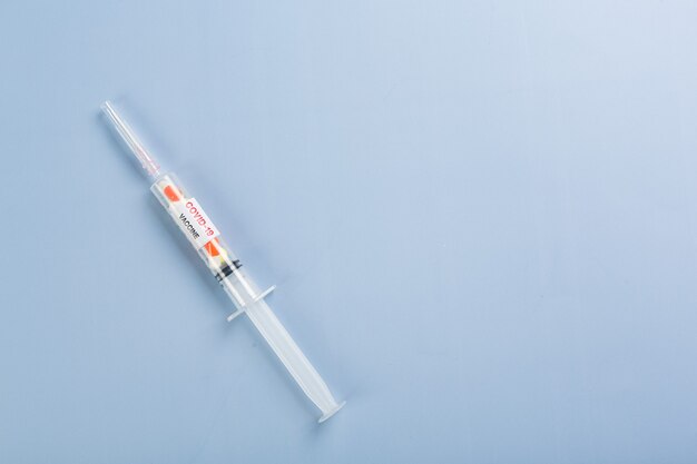 Ampoules with Covid-19 vaccine in a research medical lab.