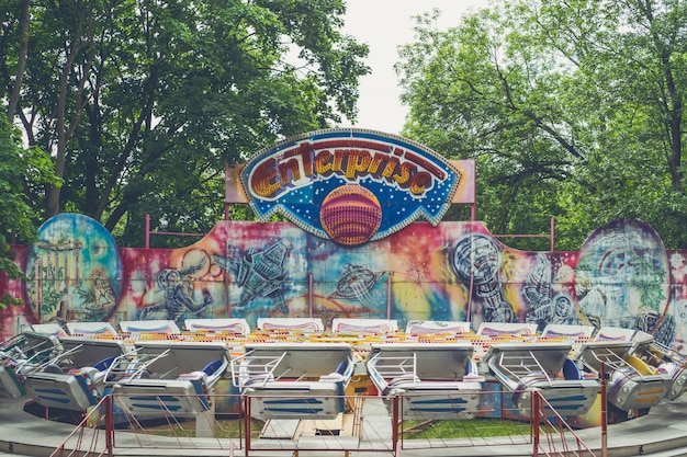 amusement park, background of a merry-go-round