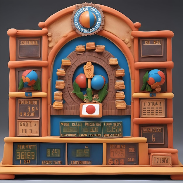 Free photo amusement park wooden kiosk with toys 3d render