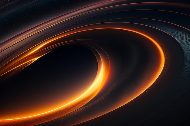 Бесплатное фото Оранжево-черный космический фон с черной дырой в центре.