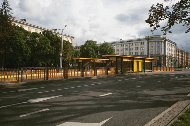 Analog landscape of city with buildings