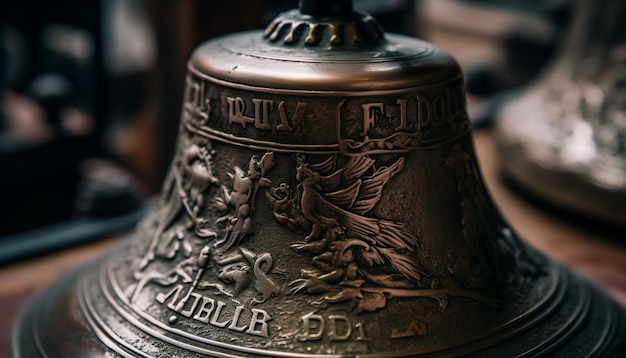 AIによって生成された古代の鐘の真鍮と青銅の工芸品
