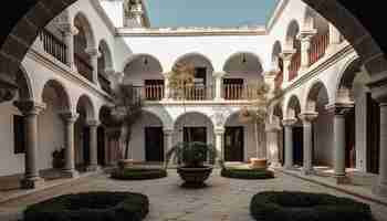 Free photo the ancient courtyard showcases the elegance of christian architecture generated by artificial intelligence