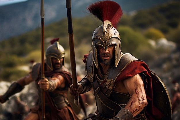 Free photo ancient greece fighter portrait