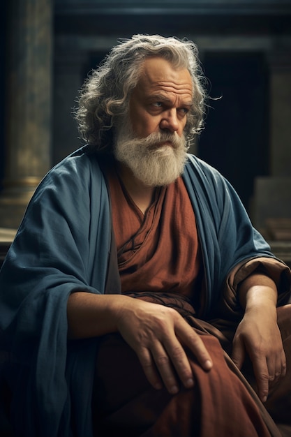 Free photo ancient greece philosopher portrait