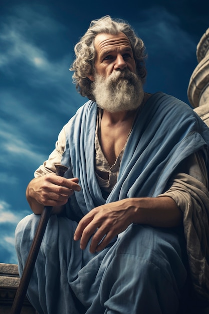 Free photo ancient greece philosopher portrait