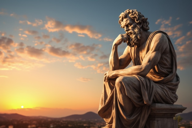 Free photo ancient greek deity philosopher statue