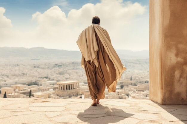 Ancient greek philosopher walking