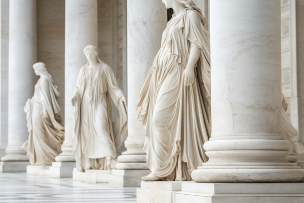 Foto gratuita antico tempio greco con statue di dei