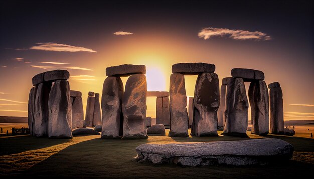 Ancient megalith monument stands mystery in beauty generated by AI