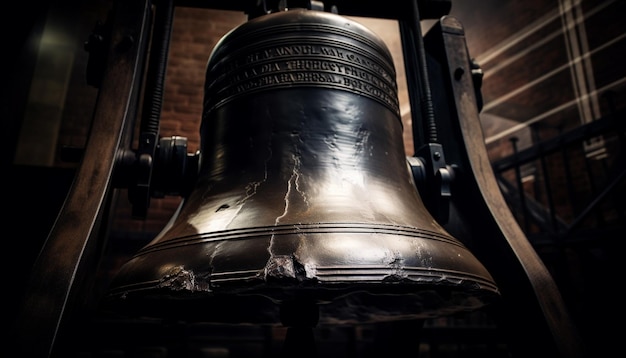 Ancient metal bell reflects history and spirituality generated by AI