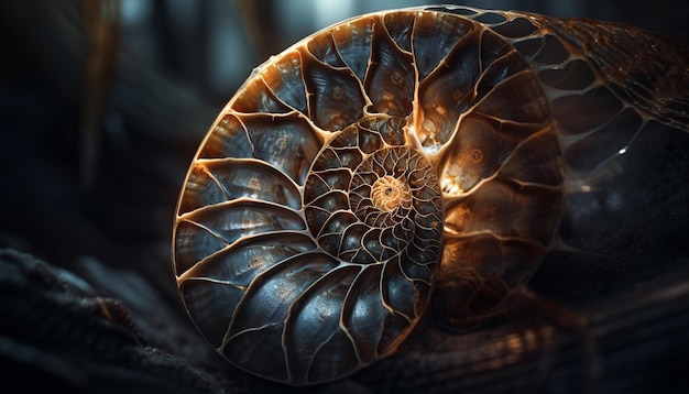 AI가 생성한 자연 디자인의 고대 연체동물 화석의 아름다움