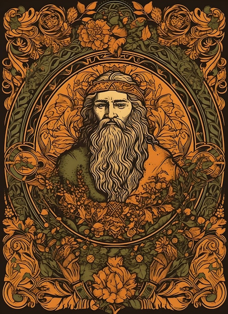 Бесплатное фото Древнеевропейский бог фрейр иллюстрация