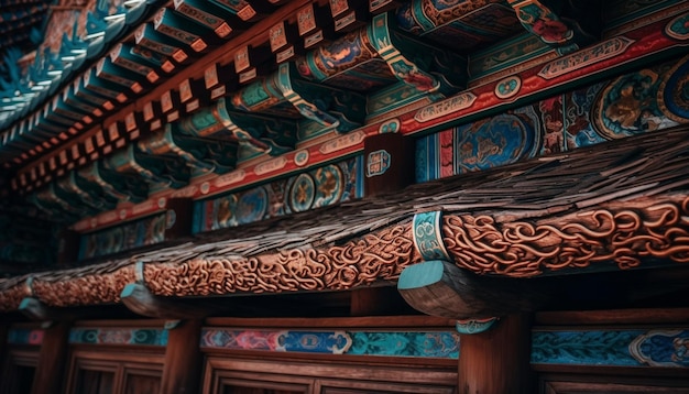 Foto gratuita antica pagoda decorazione ornata spiritualità indigena cultura cinese generata da ai