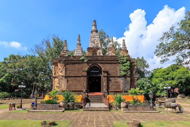 Ancient pagoda at Wat Photharam Maha Wihan Chet Yot Chiang Man in Chiang Mai North of Thailand