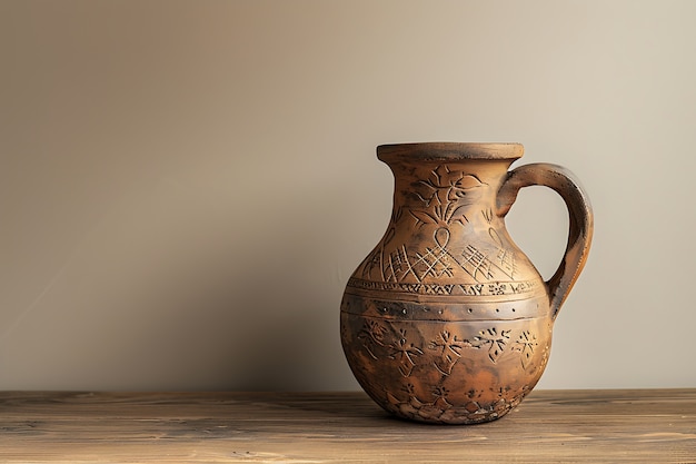 Free photo ancient pottery vessel with retro design