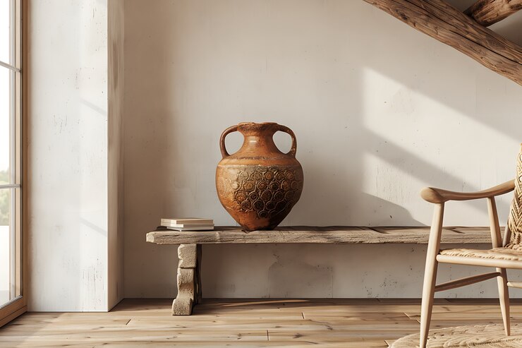 Free Photo ancient pottery vessel with retro design