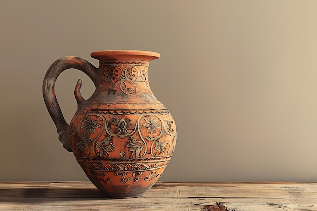 Free photo ancient pottery vessel with retro design